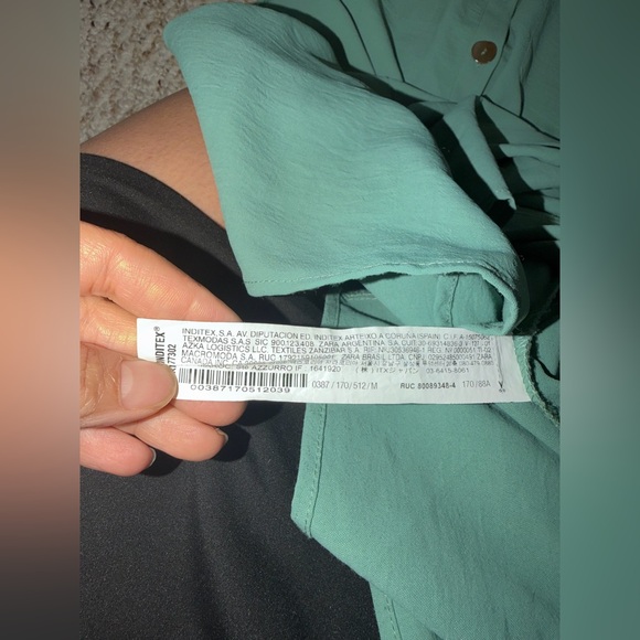 Zara Sage Belted Midi Button down Dress size M - Picture 6 of 10